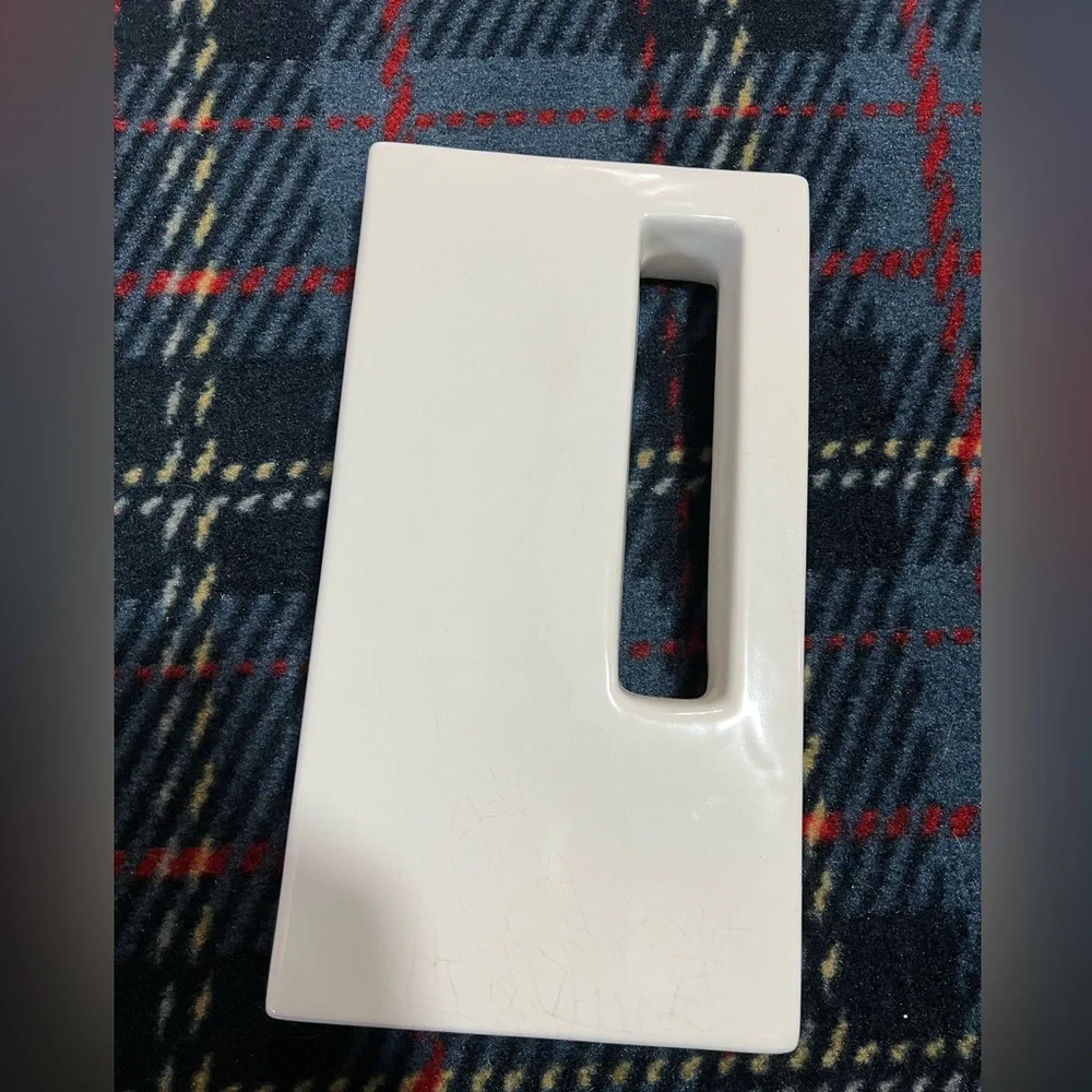 Vintage rectangular White Ceramic Chimney Vase - Picture 5 of 11